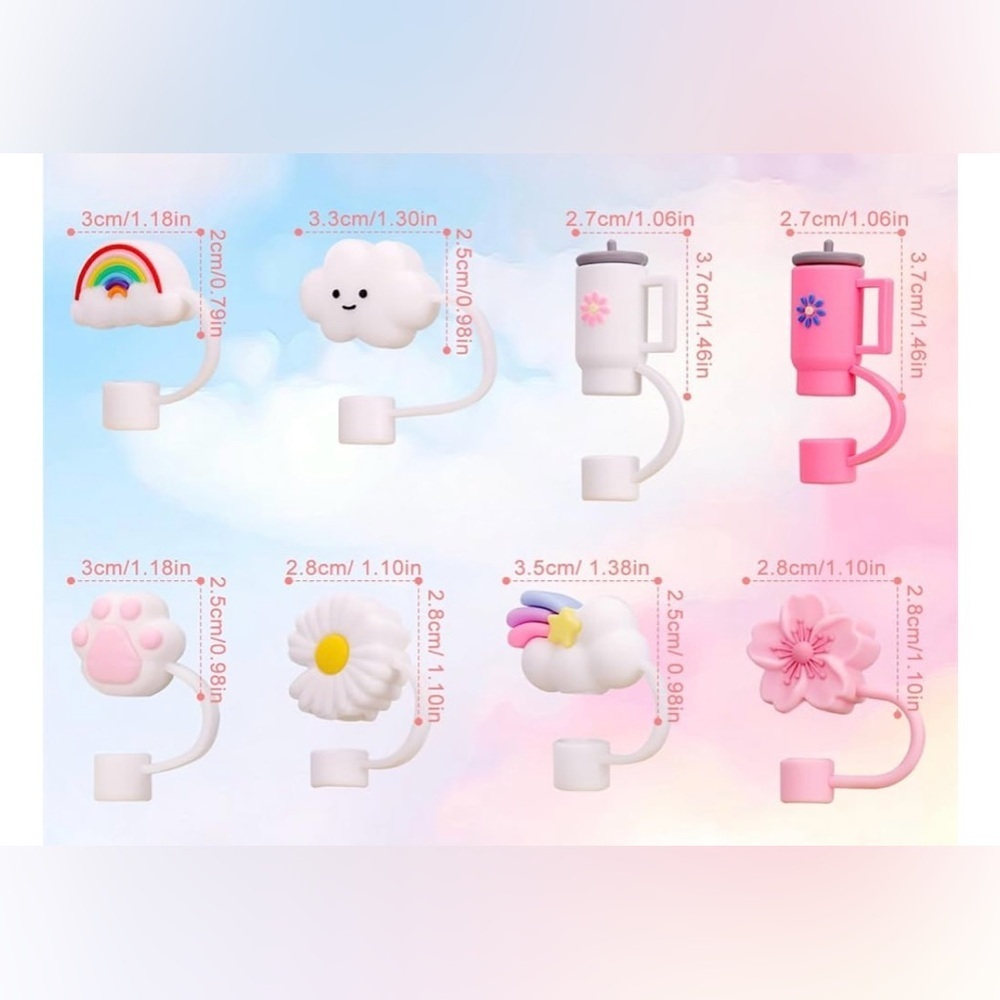 8PC Stanley Cup accessories Reusable Straw Cover- Top, Food Grade Silicone🌸 - Picture 8 of 8